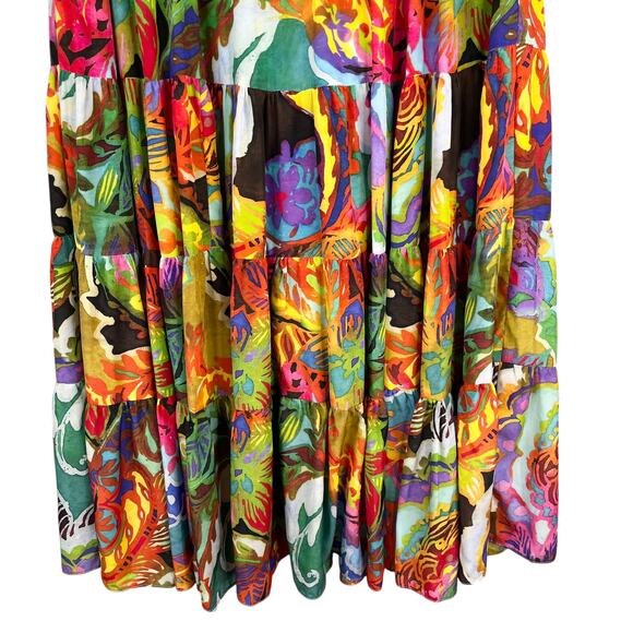 Lauren Ralph Lauren Floral Print Tiered Maxi Skirt M Lined - Picture 6 of 16